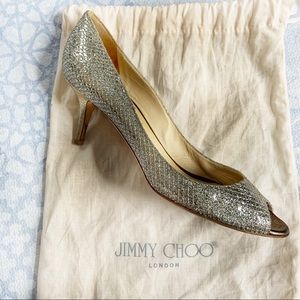 Jimmy Choo Isabel peep toe glitter pump